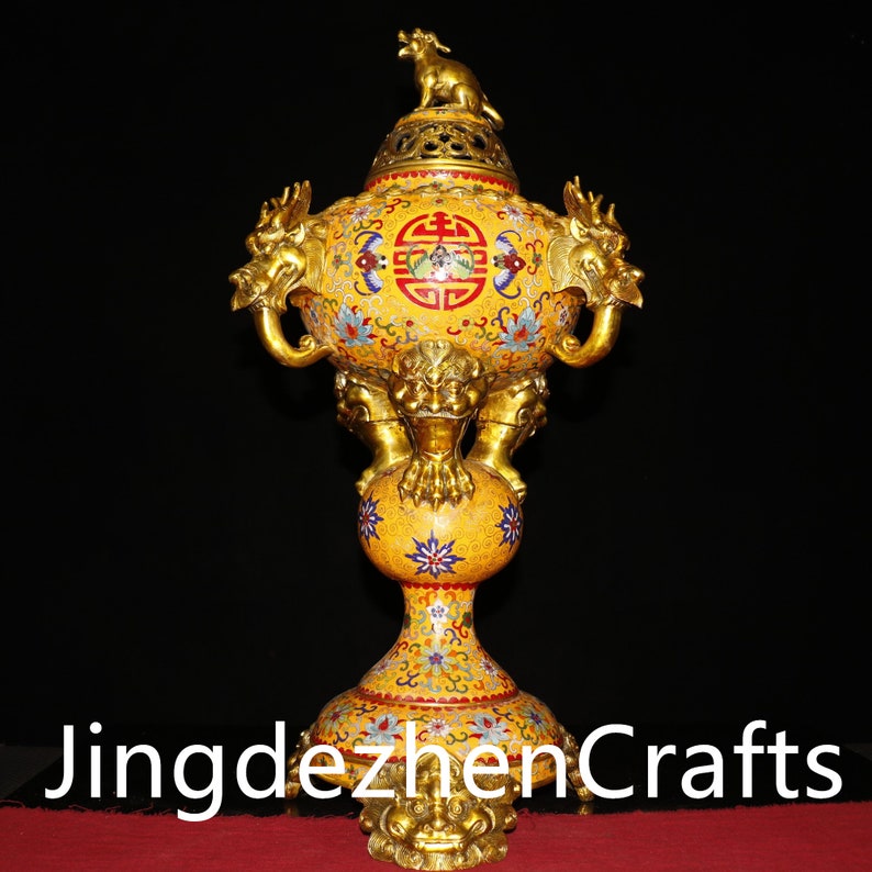 China 39 S Ancient Pure ブランドのギフト Copper Burner Gilded Cloisonne Incense