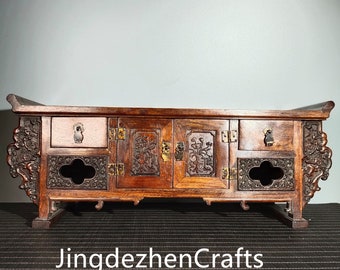 Chinese ancient natural rosewood table cabinet, handmade, beautiful and unique, worthy of collection and use