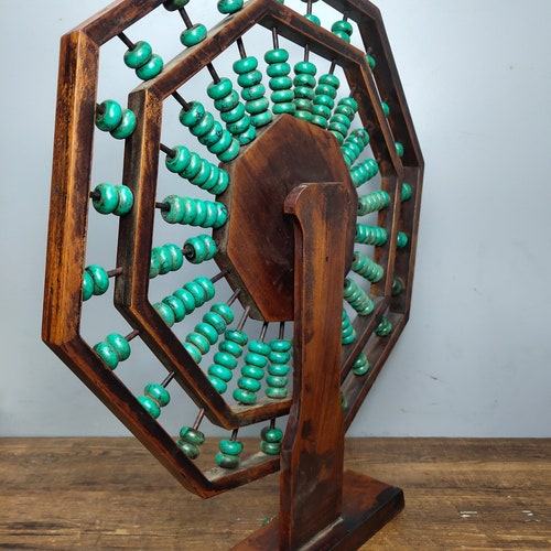 Chinese antique shops natural rosewood abacus statue handmade inlaid with turquoise beads is exquisite and rare