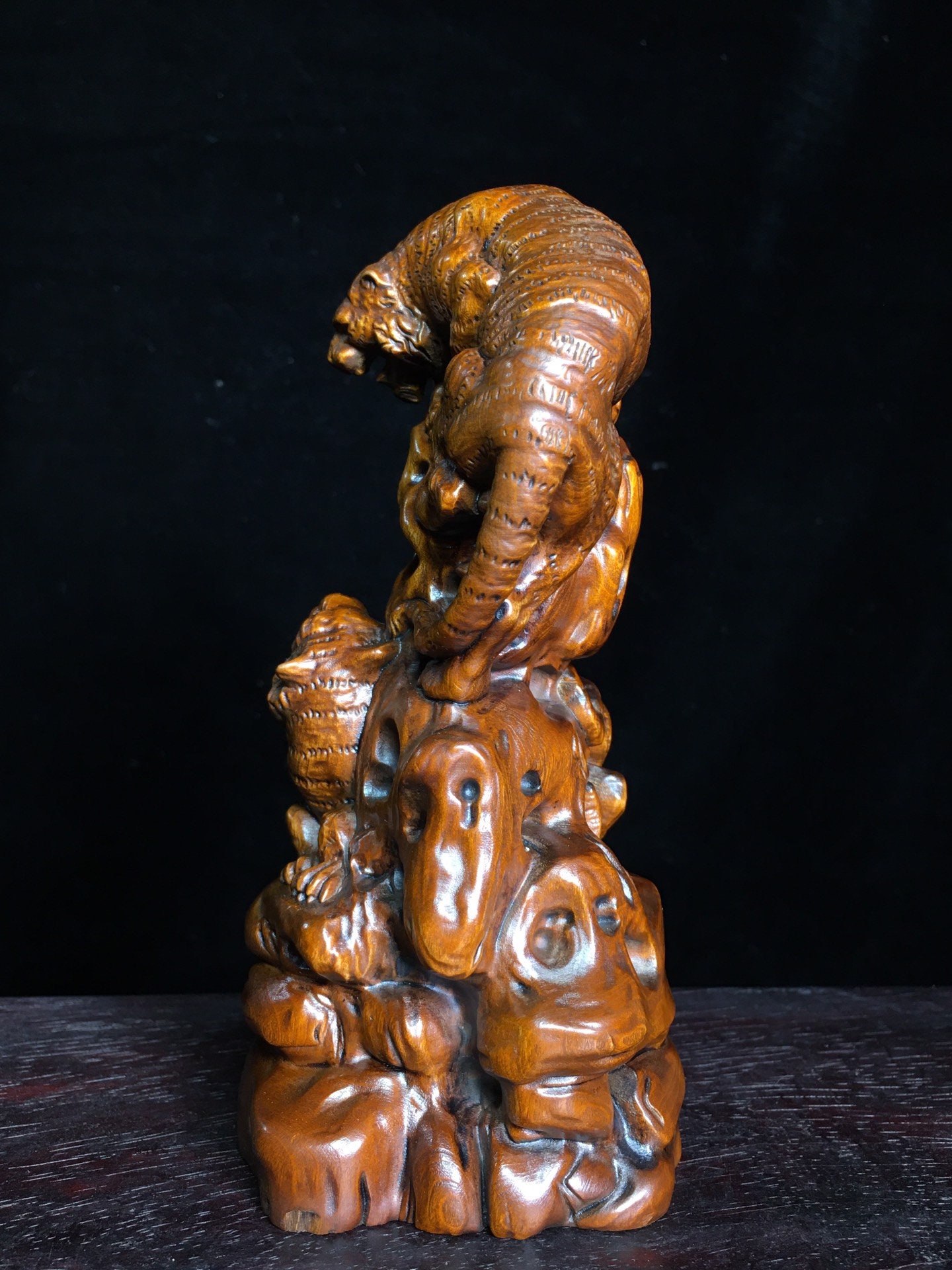 Chinese Antique Tiger Statues Made of Natural Boxwood Carved Etsy