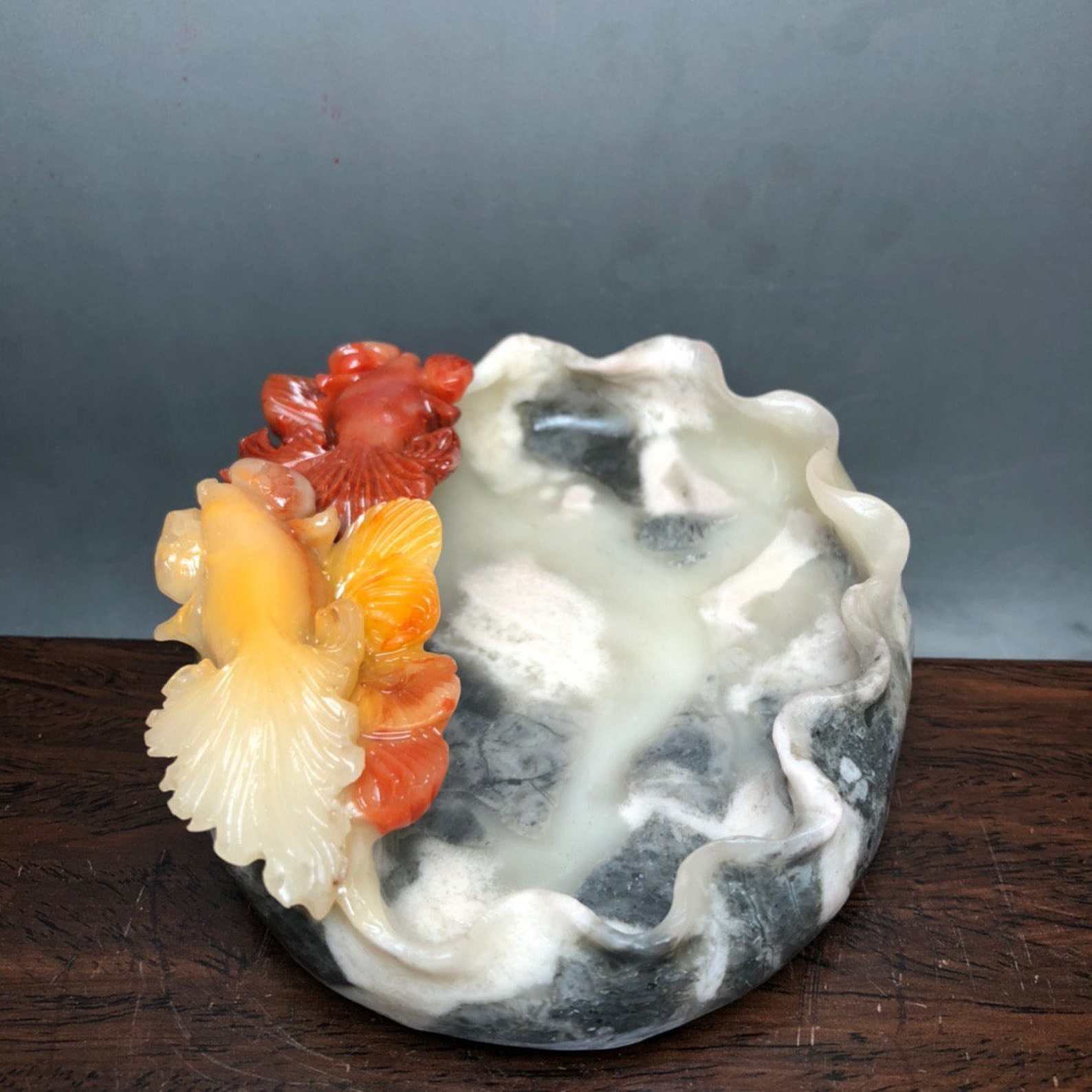 Antique Chinese Shoushan Stone Carved Golden Jade Full of Etsy