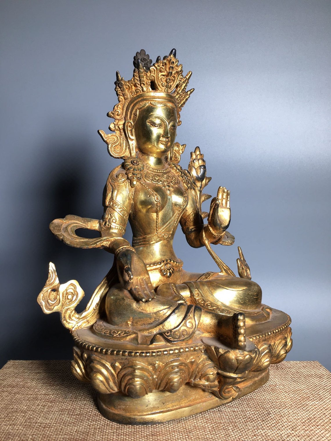 The ancient pure copper gilt Buddha statues are pure handmade Etsy