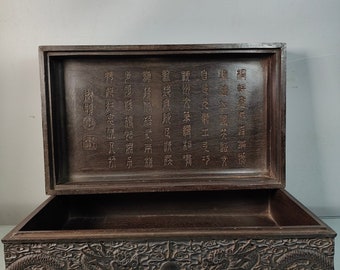 Chinese statue hand-carved sandalwood box ornaments, can be collected and used