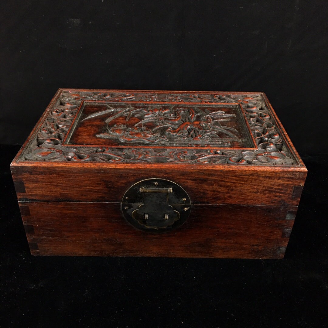 Chinese antique natural rosewood jewelry box is hand carved Etsy