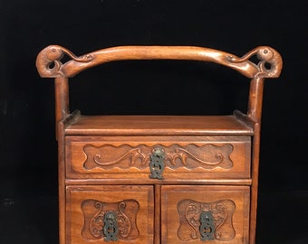 Chinese antique pure hand-carved rosewood carrying box, exquisite and unique, worthy of collection and use