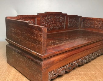 Chinese pure hand-carved rosewood Arhat bed ornaments, exquisite and worth using and collecting