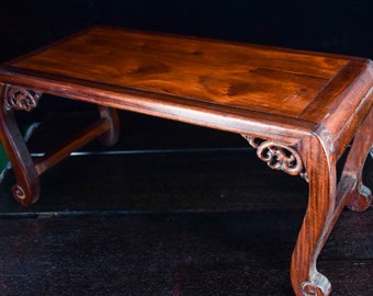 Chinese natural pure hand-carved Burmese rosewood table fine carving worthy of collection