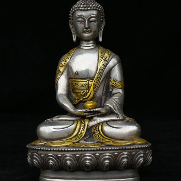 Cupronickel copper Buddhism Sakyamuni Shakyamuni Buddha Statue Sculpture