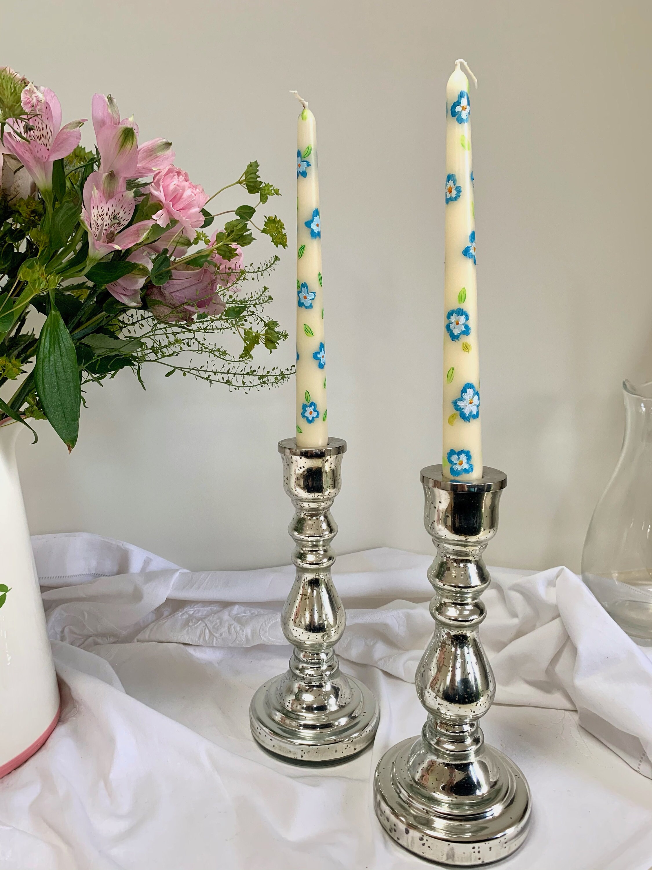 Hand Painted Taper Candles Nondrip Hand Painted Taper Etsy