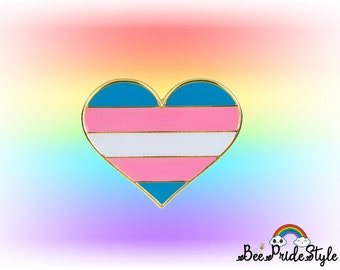 Transgender Love Heart Pin Badge, LGBTQ+ Gay Pride Rainbow, Bisexual Transgender Lesbian Non-Binary, Support the NHS Enamel Gold Plated