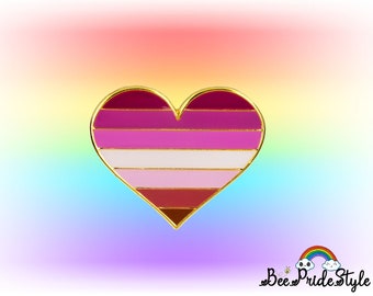 Lesbian Love Heart Pin Badge | LGBTQ+ | Gay | Pride Rainbow | Support the NHS | Gold Plated Pin Badge