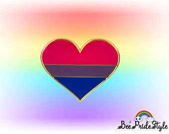 Bisexual Love Heart Pin Badge, LGBTQ Gay Pride Rainbow, Bi Bicurious Biromantic Pansexual Non-Binary, Queer Lesbian Transgender His Her Gift