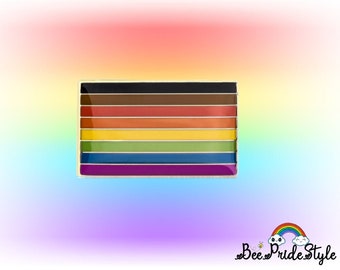 LGBTQ+ Rainbow Pin Badge, Gay Pride Black Lives Matter, Brown & Black Stripes/POC/Philly Pride, Bisexual Transgender, Enamel Gold Plated