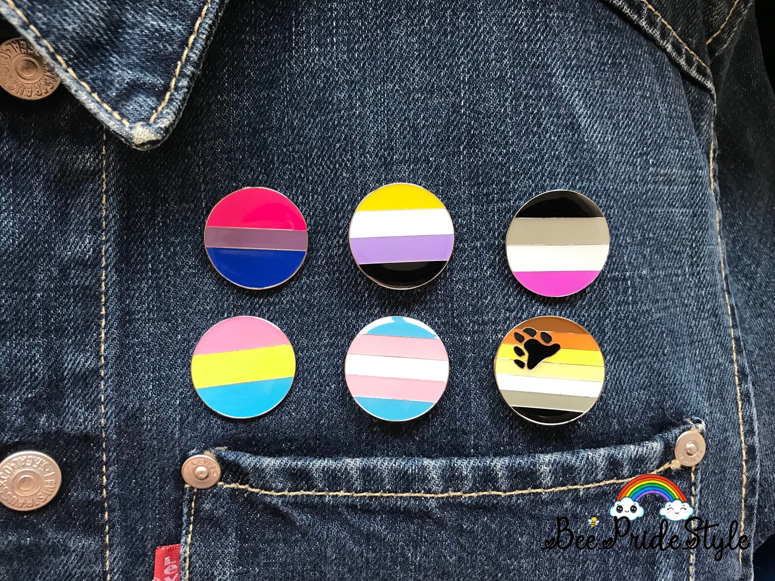 Lgbtq Pin Badge Circle Round Rainbow Proud Pride Gay Etsy Uk