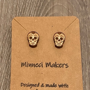 Calavera Stud Earrings, Unisex, Gender-neutral, Sugar Skull