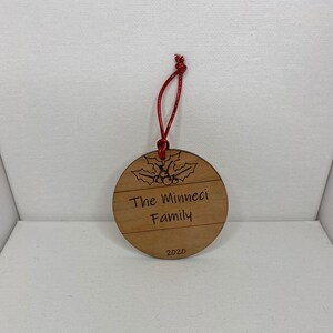 Custom Family Name Wooden Ornament, Custom Wood Ornament