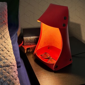 Tischlampe, mit Tablett, für Nachttischlampe, Rustikale Nachttischlampe, Lederkorb Bild 4
