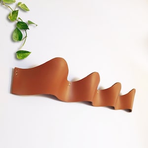 Percha - Confeccionada en piel natural - Con perchero metálico - Percha de pared - Percha - Ganchos de entrada - Ganchos de pared