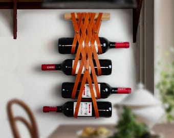 Wine Rack for 4 Bottles – Wine Lovers Gift - Wine rack wall mounted – Dining Room Wall Décor - Kitchen Nook Décor
