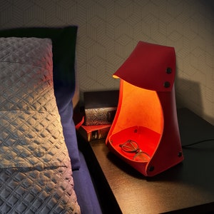 Tischlampe, mit Tablett, für Nachttischlampe, Rustikale Nachttischlampe, Lederkorb Bild 1