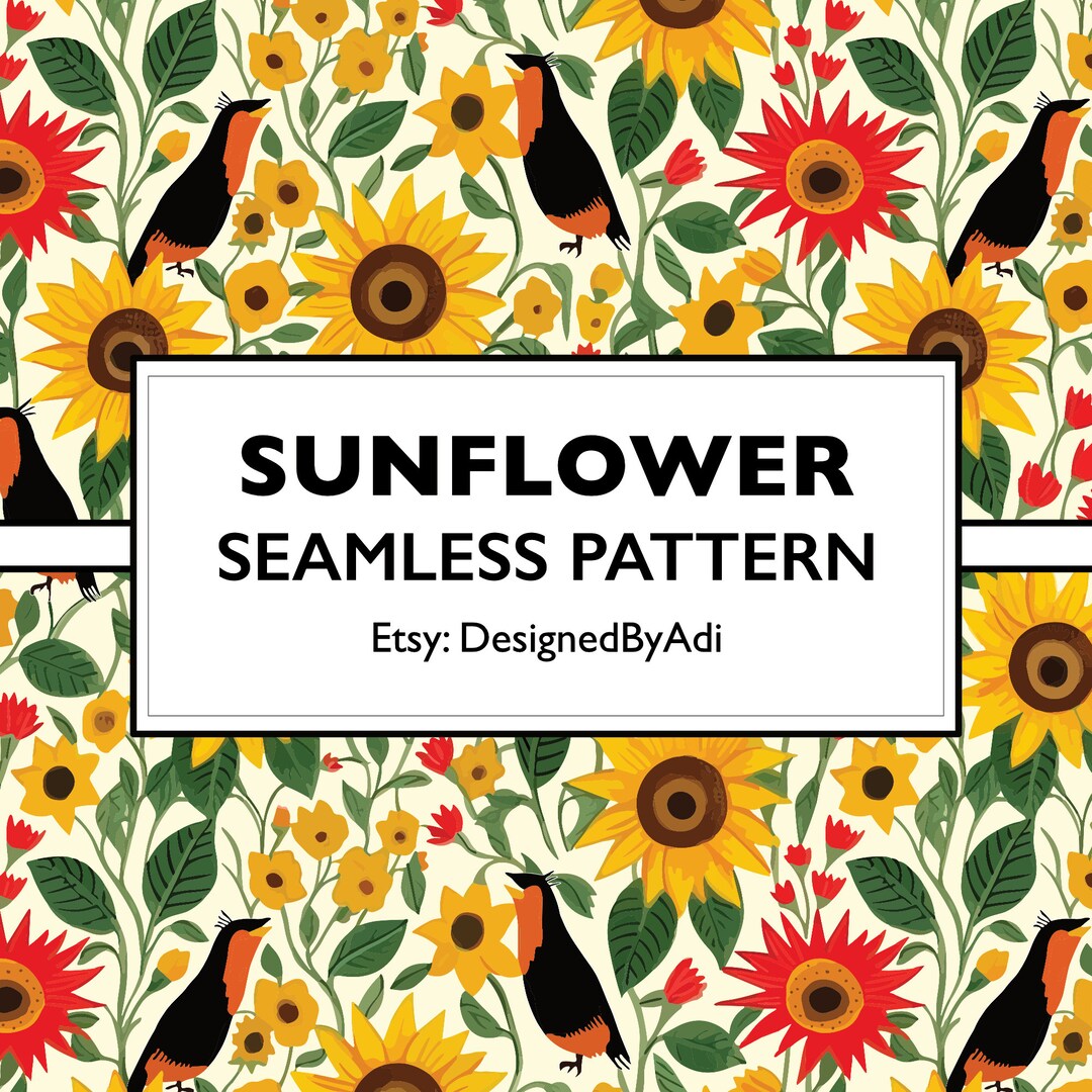 Sunflower Seamless Repeat Pattern | Sunflower Digital Paper for ...