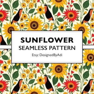 Sunflower Seamless Repeat Pattern | Sunflower Digital Paper for Personal and Commercial Use