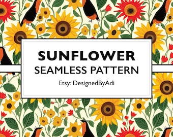 Sunflower Seamless Repeat Pattern | Sunflower Digital Paper for Personal and Commercial Use