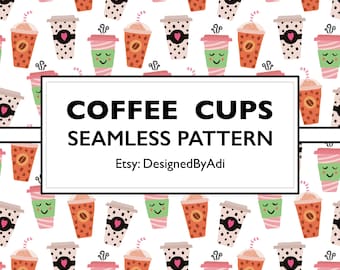 Kaffeetassen nahtlose Wiederholung Muster | Kaffeetassen Digitalpapier für den persönlichen und gewerblichen Gebrauch