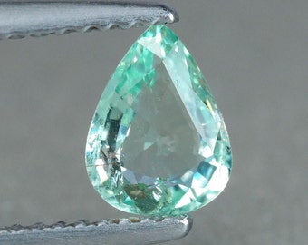 Tormalina Paraiba verde blu naturale da 0,64 ct, pietra preziosa taglio a pera da 7 x 5 mm