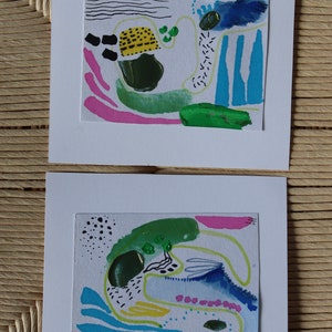 Mini pinturas abstractas originales, pintura abstracta en acuarela, pintura abstracta intuitiva, tarjetas hechas a mano, tarjeta de felicitación abstracta