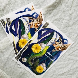 Collage Kaart, Gelegenheid Handgemaakte kaart Inspirerende Kaart, Motiverende Kaart, Stap voor stap, Giraffe Card, Gele bloemkaart