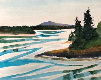 Original Watercolor - Mansfield Pond