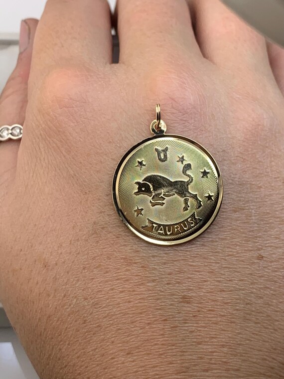Estate 14kt Taurus Pendant View 2