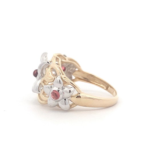 Estate 14kt Pink Tourmaline Floral Ring - image 7