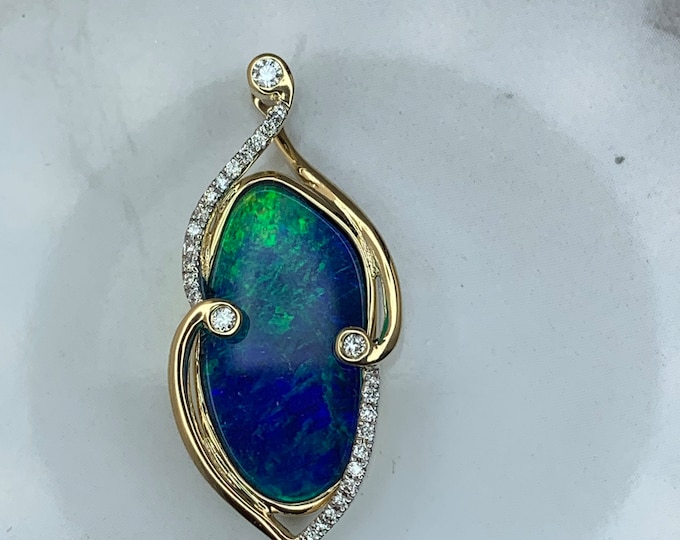 Pendentif Opale Boulder D'Australie - 22,60 Carats - Pierre Naturelle Multicolore - Neuf