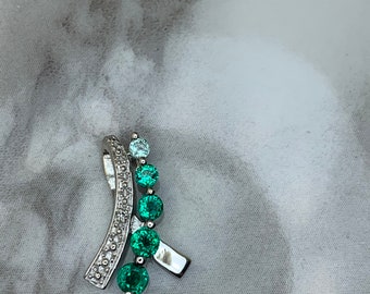 Estate 10kt LC Emerald and Diamond Pendant