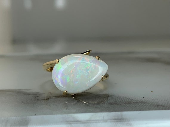 Estate 14kt Genuine Opal Ring - image 1