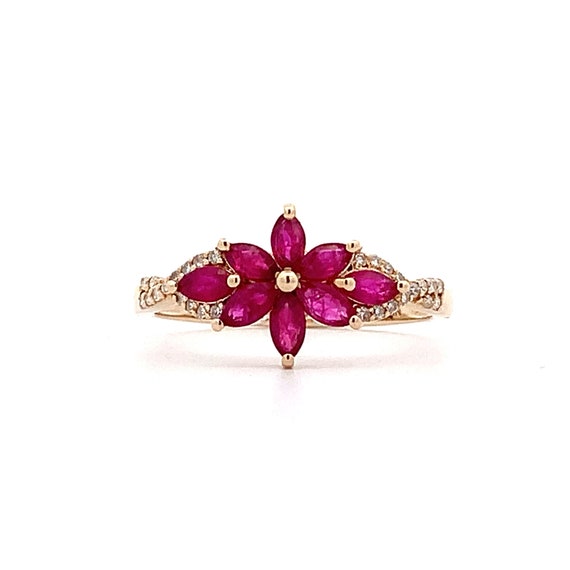 Estate 10kt Genuine Ruby and Diamond Ring - image 4