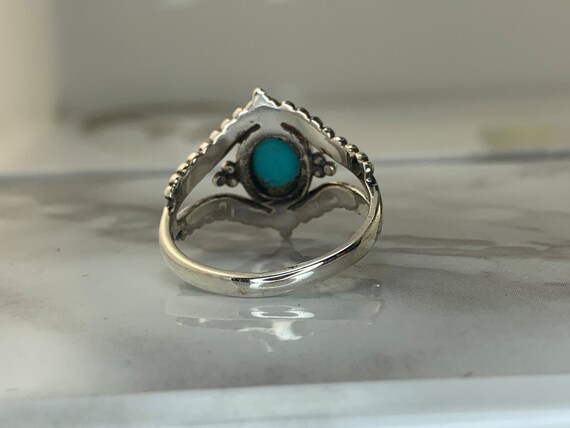 Estate Sterling Silver Genuine Turquoise Ring - image 4