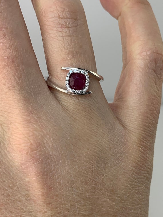 Estate 14kt .96ct Ruby and Diamond Ring - image 2