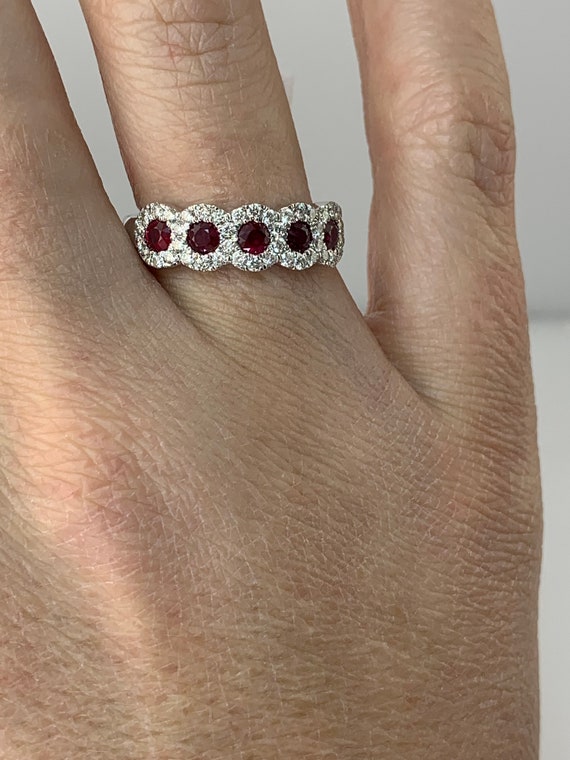 Estate 14kt .65cttw Ruby and Diamond Ring - image 2