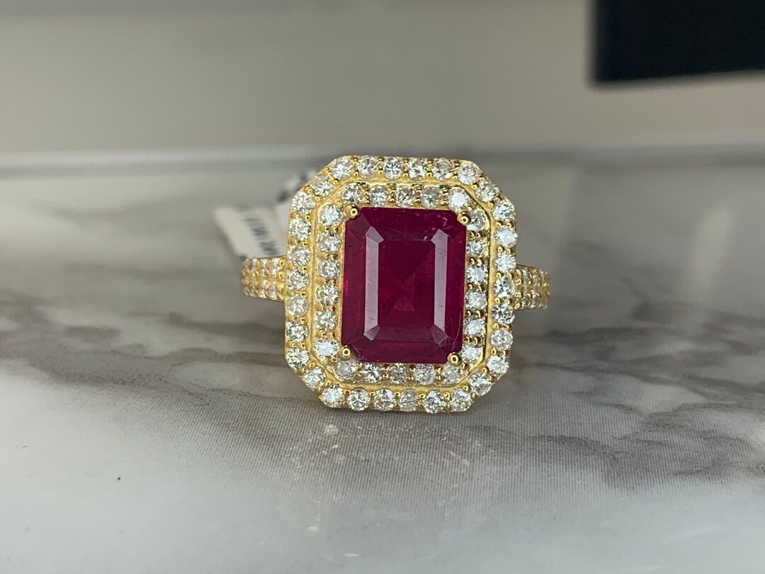 Estate 14kt Genuine Ruby and Diamond Ring Size 7.25 - Etsy
