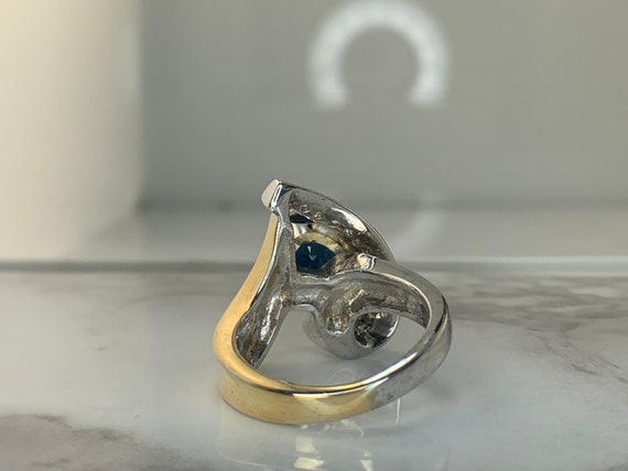 Estate 14kt Genuine Sapphire and Diamond Ring - image 3