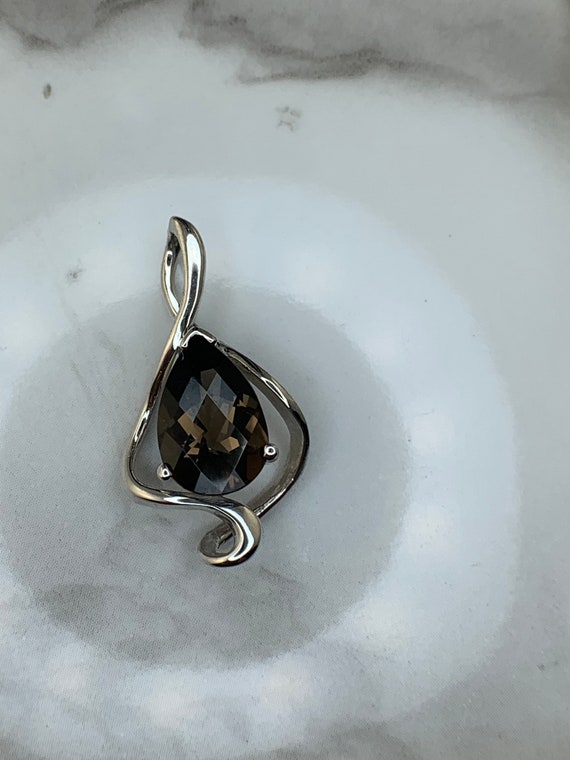 Estate 14kt Genuine Smokey Quartz Pendant - image 1