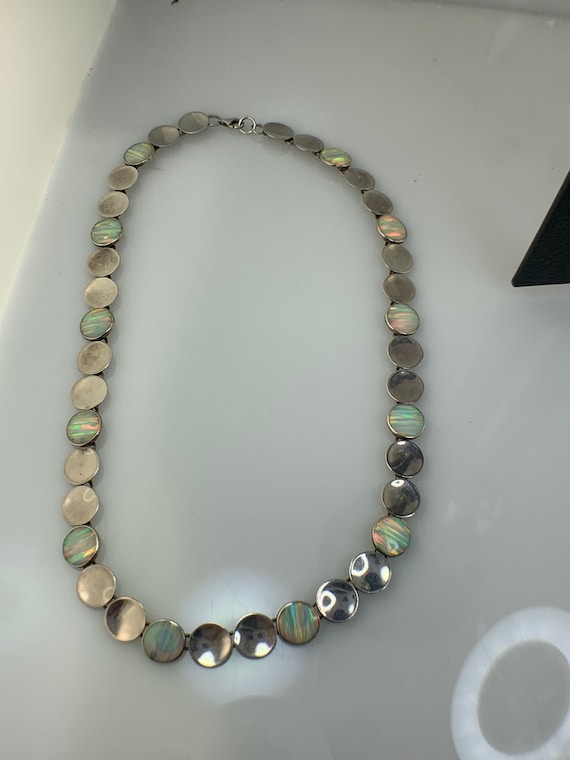 Estate Sterling Silver LC Opal Necklace