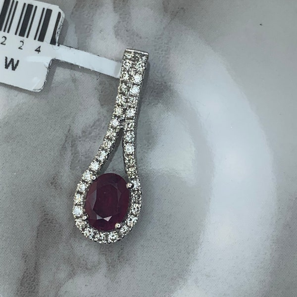 Estate 14kt Genuine .64ct Ruby and Diamond Pendant