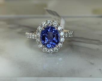 Estate Platinum 2.55ct Sapphire and Diamond Ring