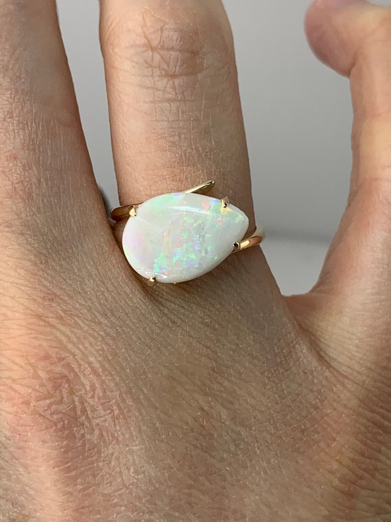 Estate 14kt Genuine Opal Ring - image 8