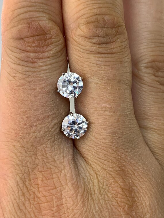 Estate Sterling Silver 7mm CZ Studs View 2