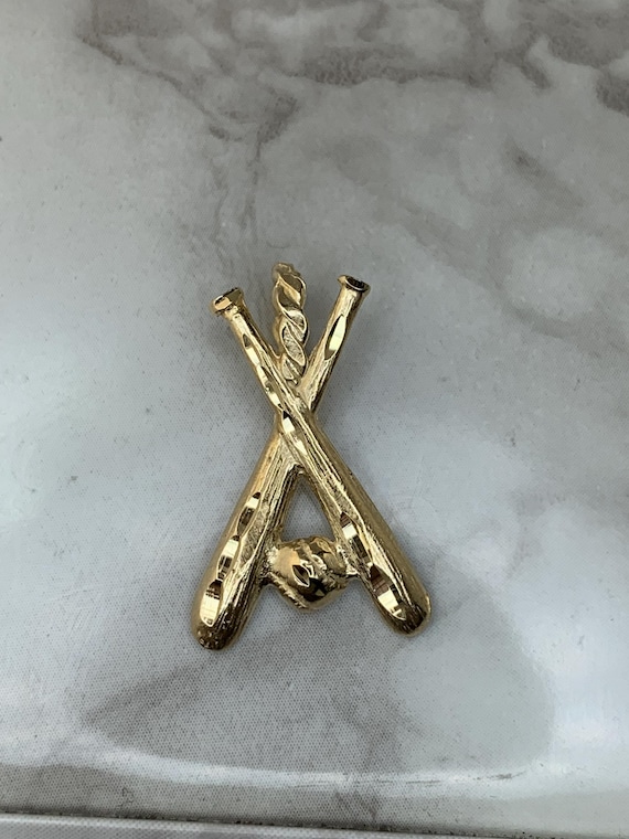 Estate 14kt Baseball Bat Pendant
